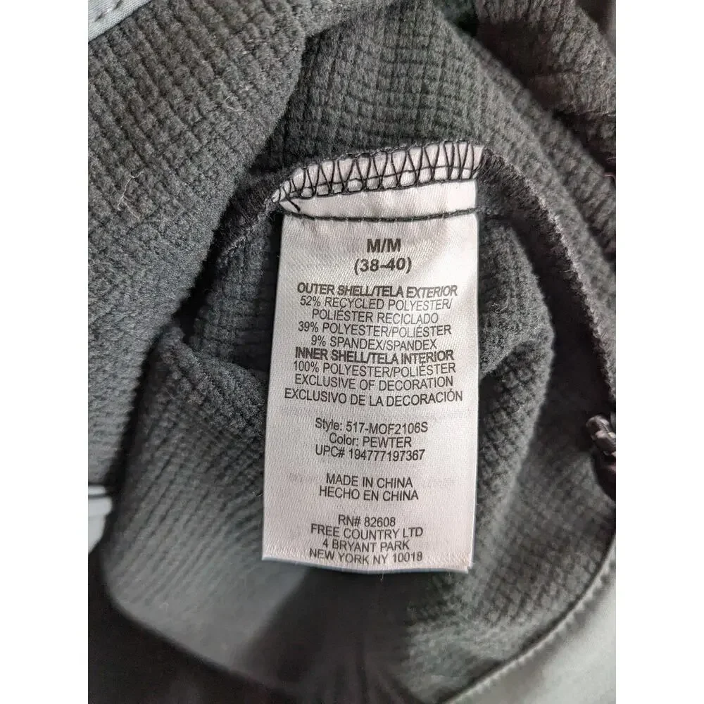 Free Country Freecycle Full Zipper Jacket M 38 40 Gray‎ Pewter Super Softshell